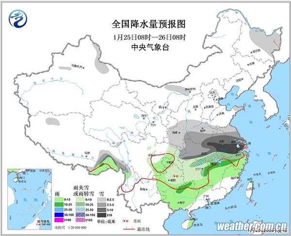 25日降水量預報圖